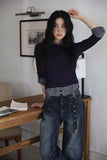 Modi Check Color Matching Three Quarter Collar Tee
