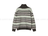 HAIRY STRIPE KNIT ZIP-UP