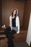 Cloud fur hoodie zip-up