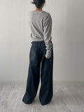 Alpha button V-neck loose fit knit