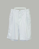 One-tuck Bermuda denim pants