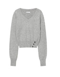 Vneck slit button knit