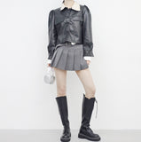 Belia Color Matching Leather Jacket