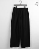 Hasty Pintuck Banding Cotton Long Wide Pants