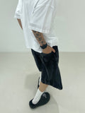 Vintage Washing Rinkle Wide Black Half Denim