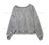 Parts Lettering Brushed Off-Shoulder Sweatshirt