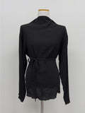 Yoru Mock Neck Strap Blouse