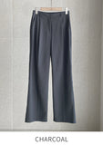 Hwie Pin Tuck Wide Straight Slacks