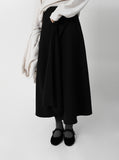 Brush wrap style flare long skirt