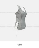 Mute cut side eyelet halter sleeveless