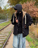 Corduroy layered hoodie jacket
