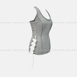 Mute cut side eyelet halter sleeveless