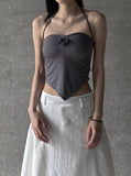 Rose shirring halter top