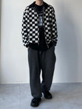 Mohair Checker Knit Zip-Up