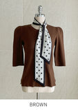 [Scarf set] Celyz Dot Tie Puff Short Sleeve Knit