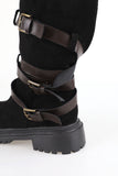 Wetin Strap Suede Long Boots