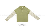 STRIPE LAYERED COLLAR TEE