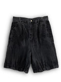 Vintage Washing Rinkle Wide Black Half Denim