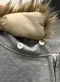 Multi-Fur Crop Hooded Zip-Up