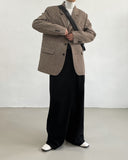 Tweed Wool 3 Button Overfit Jacket