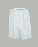 One-tuck Bermuda denim pants