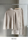 Railro Ribbed Turtleneck Knit Banding Skirt Set