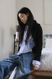 Collar lip knit cardigan