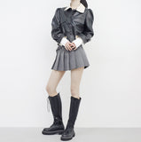 Belia Color Matching Leather Jacket