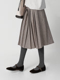 Leaven Wool Check Pleated Skirt