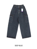 [U-DENIM/Planning Products] Summer Pintuck Wide Cargo Denim Pants