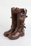 Bio strap long leather boots