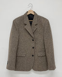 Tweed Wool 3 Button Overfit Jacket