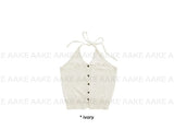 BUTTON HALTER KNIT TOP