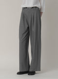 [Premium] High-Waist Pintuck Wide Pants