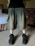 Suspenders Bermuda Two-Tuck Denim