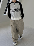 Half Zip-Up Lettering Knit