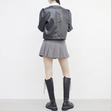 Belia Color Matching Leather Jacket