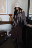Antique Aru Off-Shoulder Cardigan