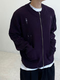 Rio Diamond Damage Knit Zip-Up