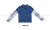 STRIPE LAYERED COLLAR TEE