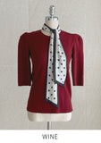 [Scarf set] Celyz Dot Tie Puff Short Sleeve Knit
