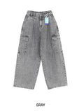 [U-DENIM/Planning Products] Summer Pintuck Wide Cargo Denim Pants