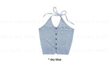 BUTTON HALTER KNIT TOP