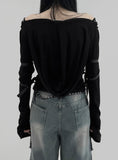 O-view Strap Off-Shoulder Hoodie