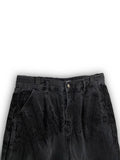 Vintage Washing Rinkle Wide Black Half Denim