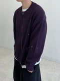 Rio Diamond Damage Knit Zip-Up