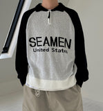 Half Zip-Up Lettering Knit