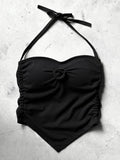 Rose shirring halter top