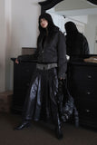 Bold Leather Pleated Skirt