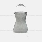 Mute cut side eyelet halter sleeveless